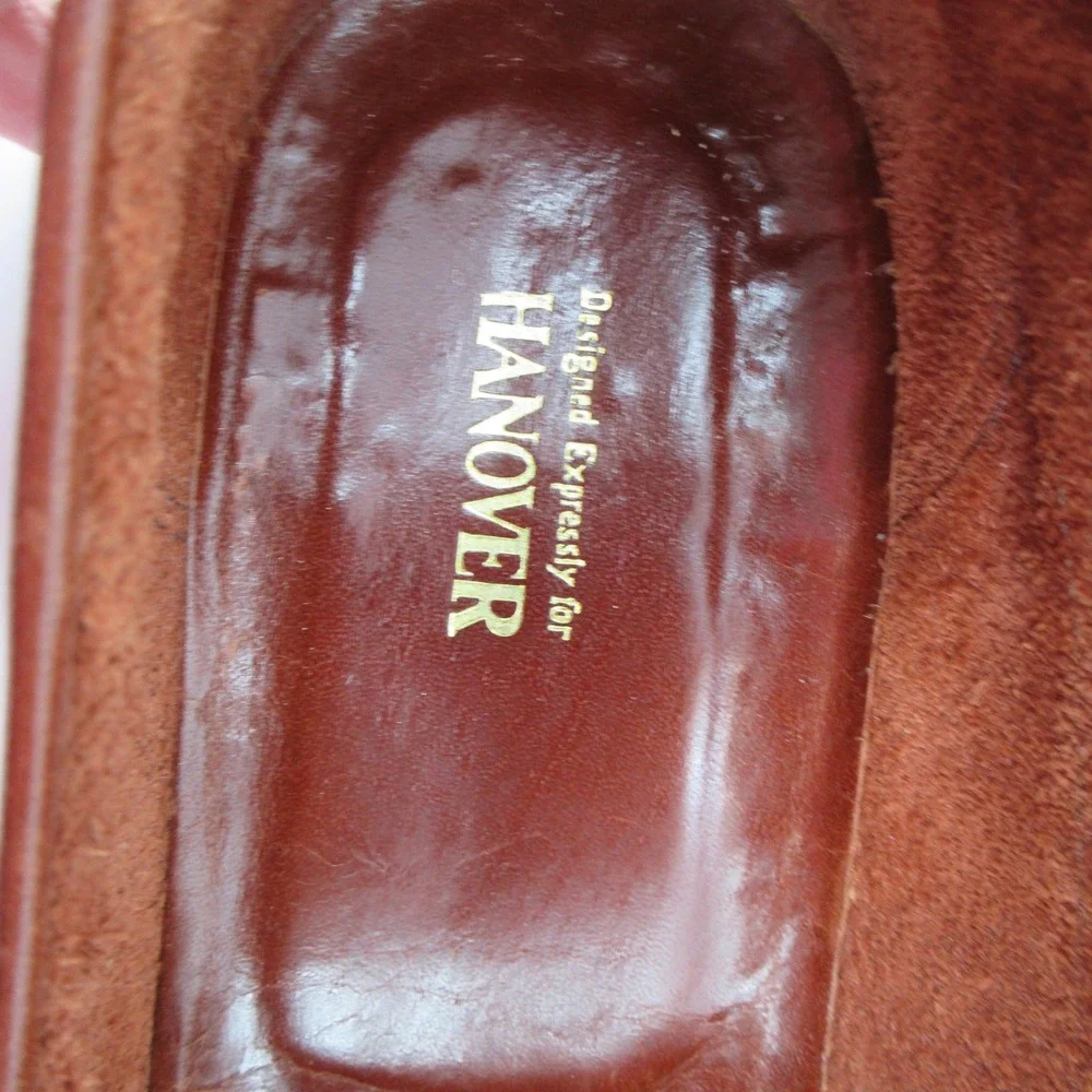 Hanover Mens 11D Brown Leather Whipstitch Moc Toe Slip On Loafer Dress Shoes